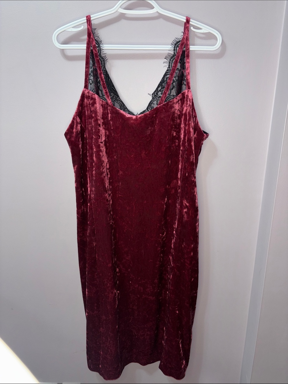 NWT Michel Studio Burgundy Crushed Velvet Lace Slip Dress NYFW 1X
